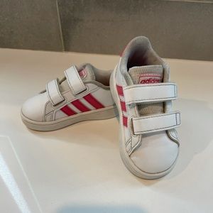 Adidas Baby Girl Pink & White Grand Court Shoes